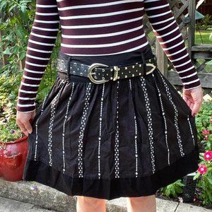 embroidered y2k floral striped boho mini skirt joe benbasset sz 9